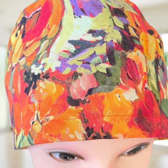 PREMIUM Poppy ~ Euro  Scrub Cap, Nurse Cap, Scrub Hat, OR Scrub Cap, CR, Gift - Picture 2 of 3